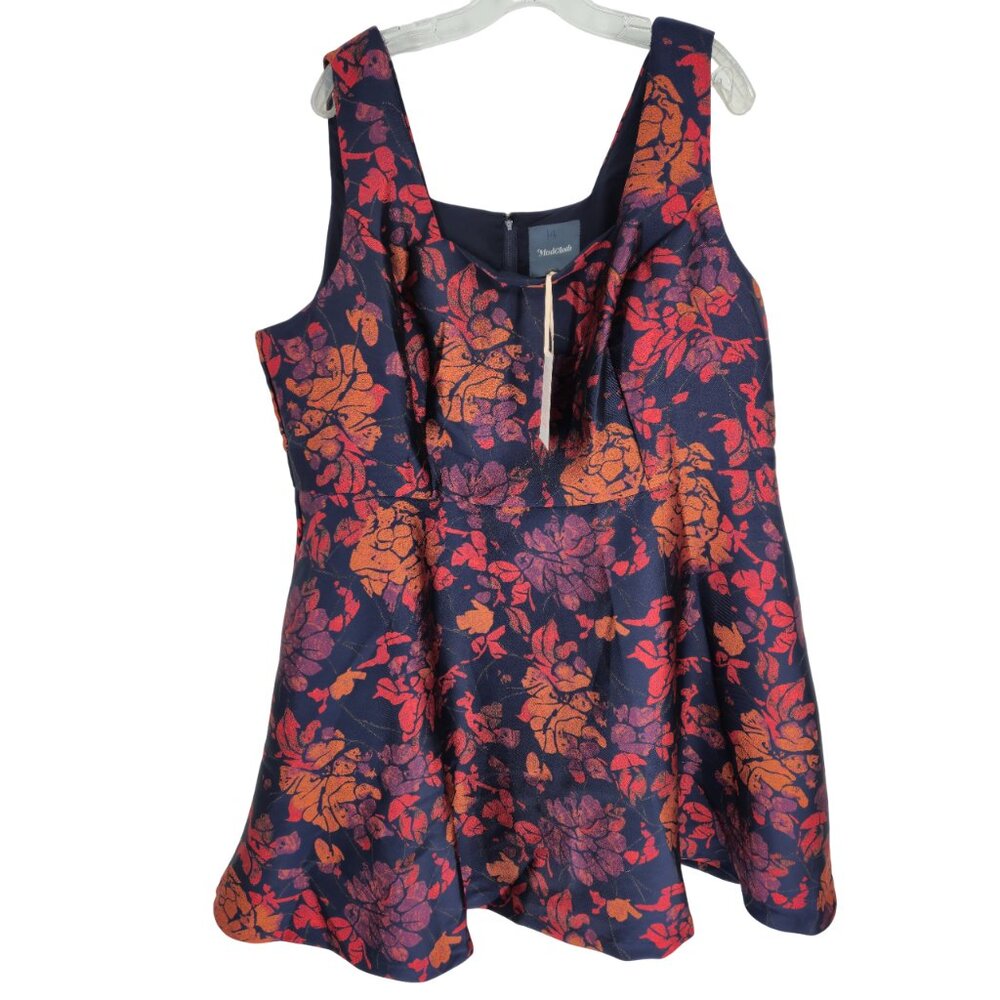 Modcloth RSVP Ready Dress Fit Flare Floral Brocade Cocktail Dress Metallic 26